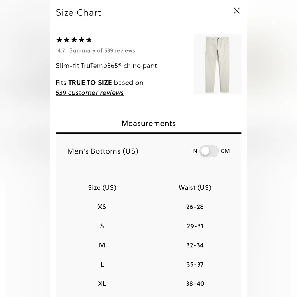 NWT $118 J.Crew Flex TruTemp‎ Thermal Comfort Mens Size 32x34